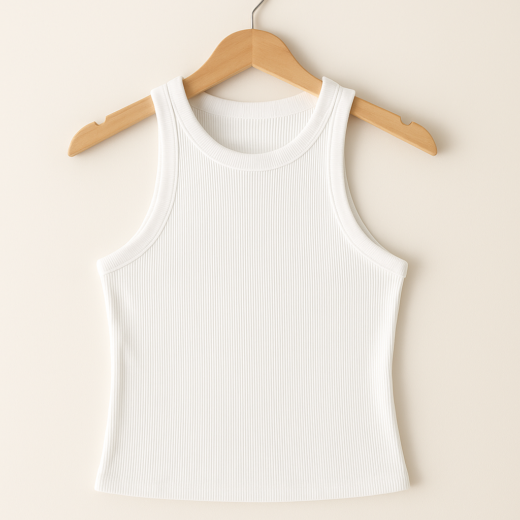 Trendig Ribbad Tanktop – Avslappnad Passform i Flera Pastellfärger