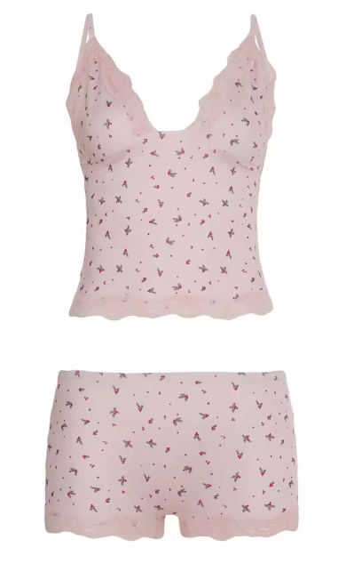 Tvådelat Sommarset för Dam – Spetslinne &  Shorts i Rosa