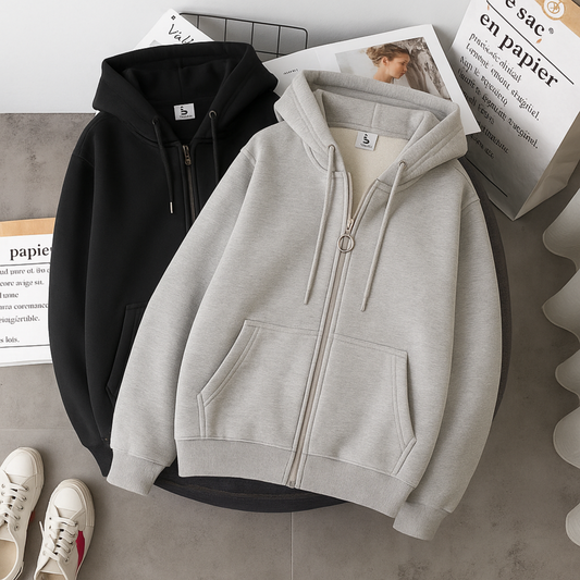 Damhoodie – Stilren fleece med dragkedja, perfekt för höst och vinter