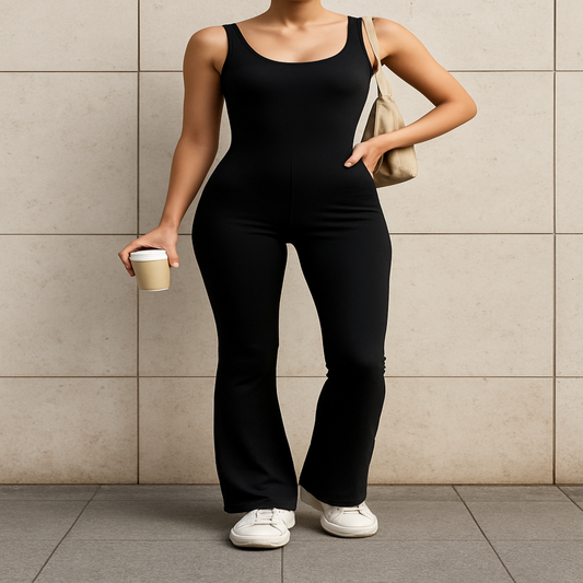 Elegant jumpsuit med kroppsnära siluett och trendig ryggdetalj