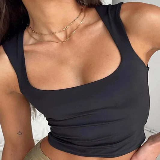 Trendigt linne för kvinnor – Crop top med krage, sexig och avslappnad