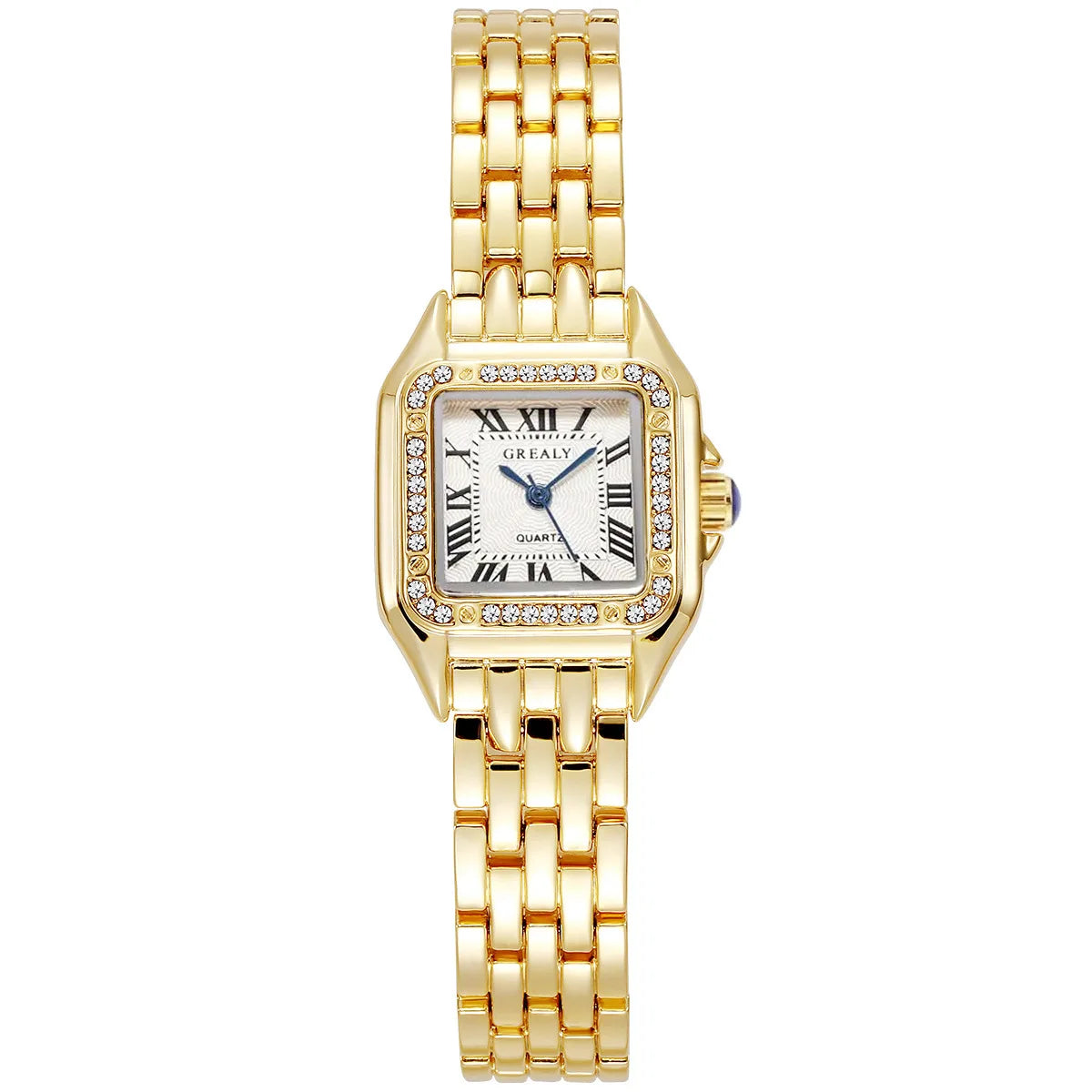 Lyxig damklocka – Guld, rostfritt stål, elegant quartz-armbandsur