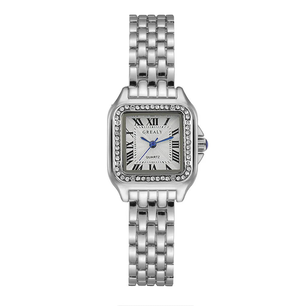Lyxig damklocka – Guld, rostfritt stål, elegant quartz-armbandsur