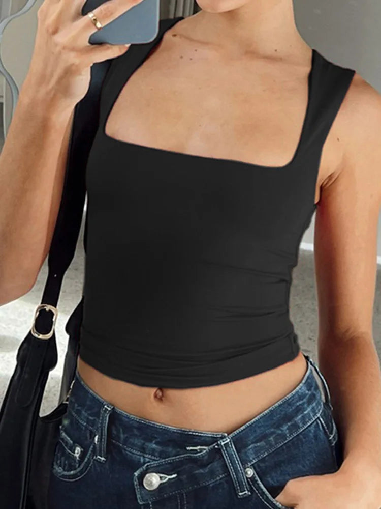 Trendigt linne för kvinnor – Crop top med krage, sexig och avslappnad