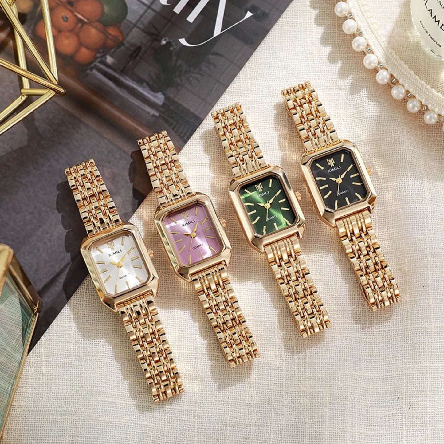Business & Fashion wristwatch – Kvadratisk, guldfinish och högkvalitativ