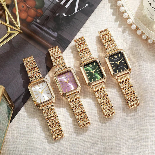 Business & Fashion wristwatch – Kvadratisk, guldfinish och högkvalitativ