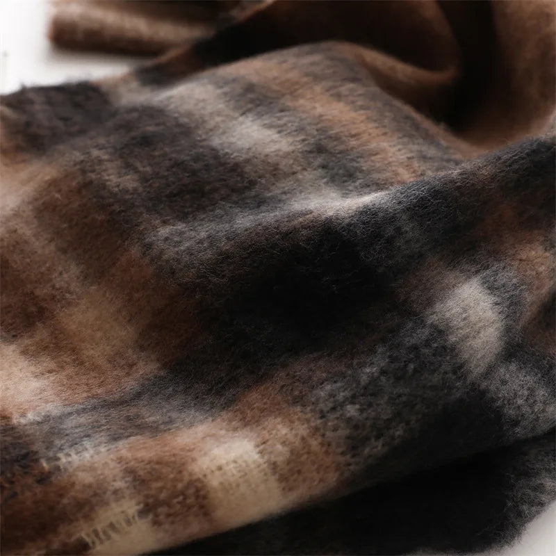 Lyxig Vinterhalsduk i Imitationskashmir – Mjuk och Tjock Unisex Sjal med Fransar för Kalla Dagar