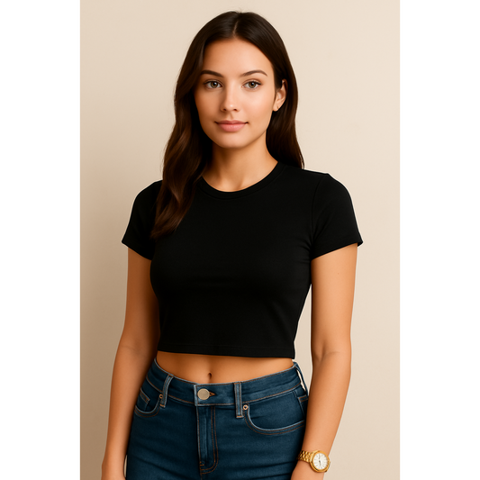 Slim Fit Crop Topp i Y2K-stil – Elegant Basic med Vintagekänsla
